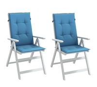 vidaXL Coussins de chaise à dossier haut lot de 2 bleu mélangé tissu