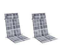 vidaXL Coussins de Chaise à Dossier Haut Lot de 2 Carreaux Gris, Coussin, Coussin de Chaise, Coussin de siège, Coussin de canapé, Coussin d'extérieur