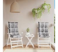 vidaXL Coussins de chaise à dossier haut lot de 2 motif carreaux gris