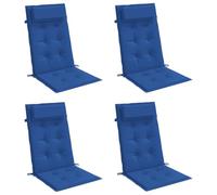 vidaXL Coussins de Chaise à Dossier Haut Lot de 4 Bleu Royal, Coussin, Coussin de Chaise, Coussin de siège, Coussin de canapé, Coussin d'extérieur