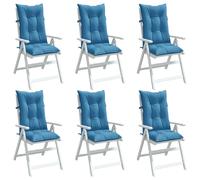 vidaXL Coussins de chaise à haut dossier 6 pcs. Melange Bleu 120x50x7 cm Tissu