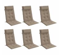 vidaXL Coussins de chaise à dossier haut lot de 6 - Taupe tissu oxford