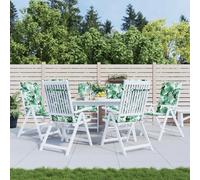 vidaXL Coussins de chaise à dossier haut – Modèle feuilles – Tissu à motif de feuilles – 6 pcs