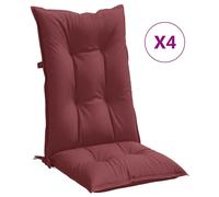 vidaXL Coussins de chaise à haut dossier 4 pcs. Melange rouge vin 120x50x7 cm Tissu