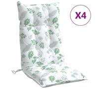 vidaXL Coussins de chaise à dossier haut lot de 4 modèle de feuille