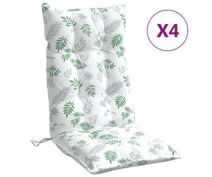 vidaXL Coussins de chaise à haut dossier 4 pcs. Motif de feuilles tissu Oxford