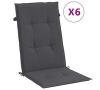 vidaXL Coussins de chaise à haut dossier 6 pcs. Melange Anthracite 120x50x4 cm Tissu