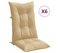 vidaXL Coussins de chaise à haut dossier 6 pcs. Melange Beige 120x50x7 cm Tissu