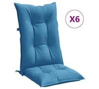 vidaXL Coussins de chaise à haut dossier 6 pcs. Melange Bleu 120x50x7 cm Tissu