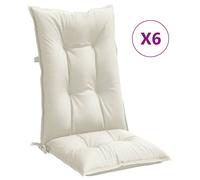 vidaXL Lot de 6 coussins de chaise dossier haut 120x50x7 cm tissu crème mélangé
