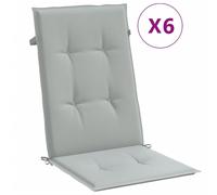vidaXL Coussins de chaise à haut dossier 6 pcs. Melange gris clair 120x50x4 cm Tissu