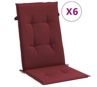 vidaXL Coussins de chaise à haut dossier 6 pcs. Mélange rouge vin 120x50x4 cm Tissu