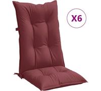 vidaXL Stoelkussens 6 st hoge rug 120x50x7 cm stof gemÃªleerd wijnrood4002375 Rouge G