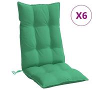 vidaXL Coussins de chaise à dossier haut – Galette imperméable antidérapante, Vert – Lot de 6