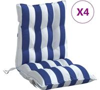vidaXL Coussins de chaise basse 4 pcs. Bleu Blanc Rayé Tissu Oxford