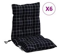 vidaXL Coussins de chaise basse 6 pcs. noir à carreaux tissu Oxford