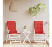 vidaXL Coussins de Chaise de Jardin à Dossier Haut Lot de 2, Coussin de Siège de Salon, Coussin de Meuble de Terrasse, Coussin d’Assise Extérieur, Rouge Tissu Rouge G
