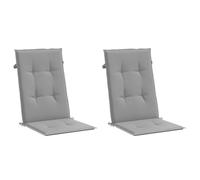 vidaXL Coussins de Chaise de Jardin à Dossier Haut Lot de 2, Coussin de Siège de Salon, Coussin de Meuble de Terrasse, Coussin d’Assise Extérieur, Gris Tissu
