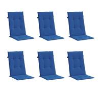 vidaXL Coussins de Chaise de Jardin à Dossier Haut Lot de 6, Coussin de Siège de Salon, Coussin de Meuble de Terrasse, Coussin d’Assise Extérieur, Bleu Royal