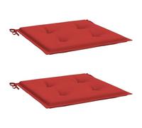 vidaXL Coussins de Chaise de Jardin Lot de 2, Coussin de Siège de Salon, Coussin de Meuble de Terrasse, Coussin d’Assise Extérieur, Rouge 50x50x4cm Tissu Oxford