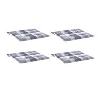 vidaXL Coussins de Chaise de Jardin Lot de 4, Coussin de Siège de Salon, Coussin de Meuble de Terrasse, Coussin d’Assise Extérieur, Carreaux Gris 50x50x3 cm