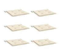 vidaXL Coussins de Chaise de Jardin Lot de 6, Coussin de Siège de Salon, Coussin de Meuble de Terrasse, Coussin d’Assise Extérieur, Crème 50x50x3cm Tissu Oxford