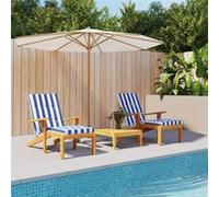 vidaXL Coussins de chaise longue lot de 2 rayures bleu/blanc, coussin de chaise de terrasse, coussin de chaise, coussin de siège, coussin Blanc G