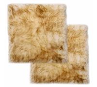 vidaXL Coussins de chaise 2 pcs Mélange de marron Mouton Véritable