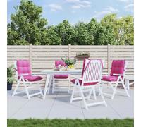 vidaXL Lot de 4 Coussins de Chaise à Dossier Bas, Galette de Siège Imperméable, Coussin d'Extérieur Anti-Glissement Jardin Terrasse, Rose Tissu Oxford