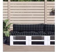 vidaXL Coussins de palette 360938 motif à carreaux noir tissu Oxford lot de 2