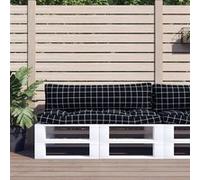 vidaXL Coussins de palette 360938 motif à carreaux noir tissu Oxford lot de 2