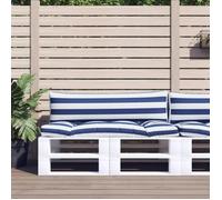 vidaXL Coussins de Palette 2 pcs Rayures Bleues/Blanches Tissu Oxford, Coussin, Coussin de canapé, Oreiller de Dos, Coussin extérieur