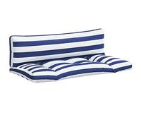 vidaXL Coussins de palette Rayures bleues/blanches Tissu Oxford Coussin extérieur 2 pcs