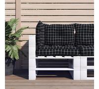 vidaXL Coussins de Palette à Carreaux Noir
