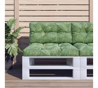 vidaXL Lot de 2 Coussins de Palette, Coussins de Siège de Salon, Coussins de Canapé de Jardin, Coussins de Chaise Extérieur, Motif de Feuilles Tissu
