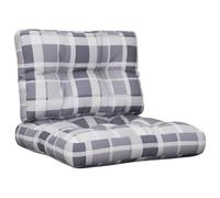 vidaXL Coussins de palette lot de 2 motif à carreaux gris en tissu
