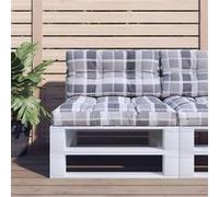 vidaXL Coussins de palette lot de 2 motif à carreaux gris en tissu