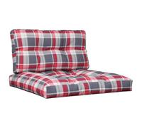 vidaXL Coussins de Palette Lot de 2 Motif à Carreaux Rouge Tissu