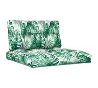 vidaXL Coussins de Palette Lot de 2 Motif de Feuilles Tissu