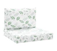 vidaXL Coussins de palette à motif de feuilles Tissu Oxford antidérapants 60x60 cm Lot de 2