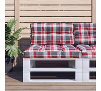 vidaXL Coussins de Palette Lot de 2 Motif à Carreaux Rouge Tissu