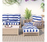 vidaXL Coussins de Palette - Rayures Bleues/Blanches
