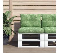 vidaXL Lot de 2 Coussins de Palette, Galettes de Chaise avec Dossier, Décoration Jardin Terrasse Patio Extérieur, Motif de Feuilles Tissu Oxford