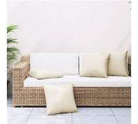 Coussins Décoratifs Lot de 4, Oreiller de Décoration de Terrasse, Coussin de Meuble de Jardin, Coussin d'Assise Extérieur, Crème 50x50 cm Tissu