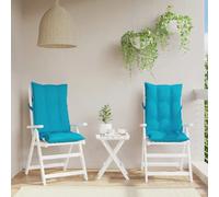 vidaXL Lot de 2 Coussins de Chaise à Dossier Haut, Galette de Siège Imperméable, Coussin d'Extérieur Anti-Glissement Jardin Terrasse, Turquoise