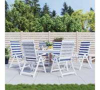 vidaXL Lot de 6 Coussins de Chaise à Dossier Haut, Galettes de Siège Anti-Glissement, Décoration Jardin Terrasse Patio, Rayures Bleu Blanc Tissu