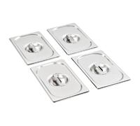 vidaXL 4x Couvercles de Plateau GN 1/4 Ustensiles de Cuisine Rectangulaire Combiné avec des Plateaux Restaurant Cuisine Maison Hôtel Acier 265x162 mm