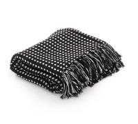 vidaXL Couverture coton à carreaux 160 x 210 cm Noir