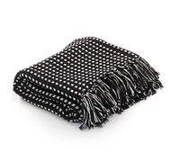 vidaXL Couverture coton à carrés 220x250 cm - Noir