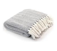 vidaXL Couverture coton à chevrons 125 x 150 cm Gris